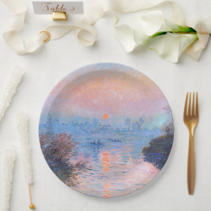 Zonnetijd op de Seine Claude Monet Papieren Bordje
