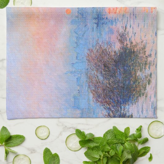 Zonnetijd op de Seine Claude Monet Theedoek (Gevouwen)