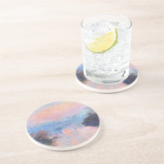 Zonnetijd op de Seine Claude Monet Zandsteen Onderzetter (Zijkant)