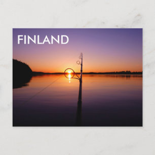 Zonnetijd op een zomermeer gezien door een visstaa briefkaart