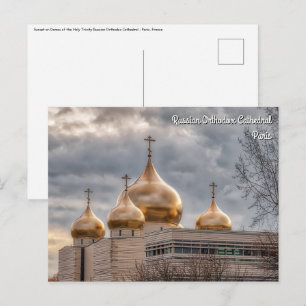 Zonnetijd op Russisch-orthodoxe kathedraal in Pari Briefkaart