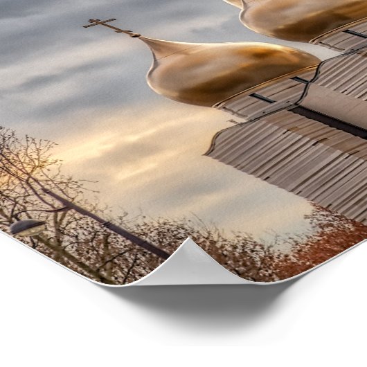 Zonnetijd op Russisch-orthodoxe kathedraal in Pari Poster (Hoek)