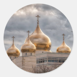 Zonnetijd op Russisch-orthodoxe kathedraal in Pari Ronde Sticker