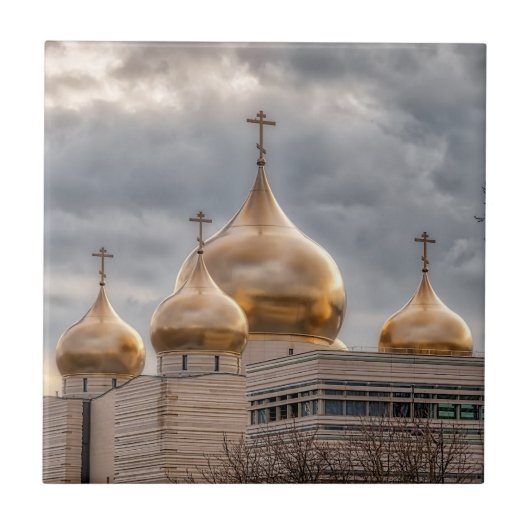 Zonnetijd op Russisch-orthodoxe kathedraal in Pari Tegeltje (Voorkant)