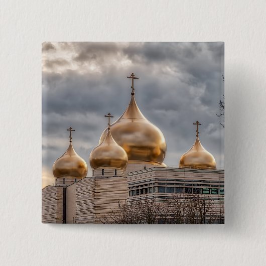 Zonnetijd op Russisch-orthodoxe kathedraal in Pari Vierkante Button 5,1 Cm (Voorkant)