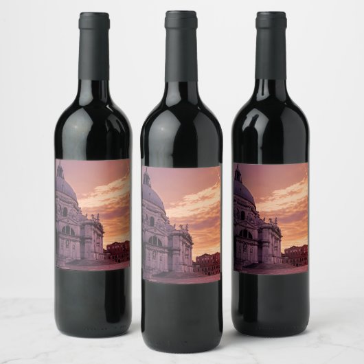 Zonnetijd over de Basilica in Venetië Wijn Etiket (Flessen)
