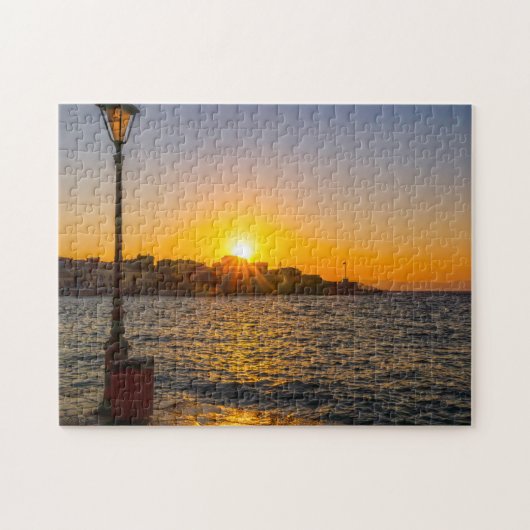 Zonnetijd over de haven van Venetië, Chania, Kreta Legpuzzel (Horizontaal)