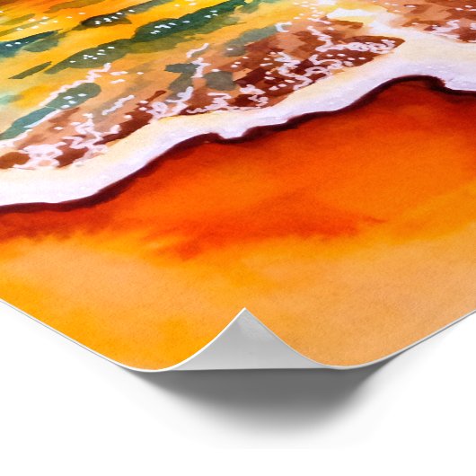 Zonnetijd over de oceaan - Waterverf Art Print (Hoek)