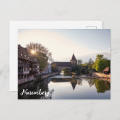 Zonnetijd over de oude middeleeuwse brug in Nürnbe Briefkaart (Voorkant / Achterkant)