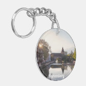 Zonnetijd over de oude middeleeuwse brug in Nürnbe Sleutelhanger (Voorkant Links)