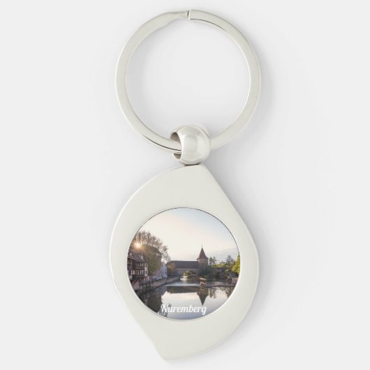 Zonnetijd over de oude middeleeuwse brug in Nürnbe Sleutelhanger (Voorkant)