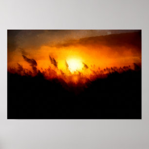 Zonnetijd over een kornveld Impressionisme Schil Poster