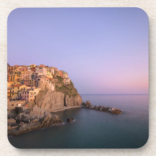Zonnetijd over het dorp Manarola in Cinque Terre Bier Onderzetter (Voorkant)