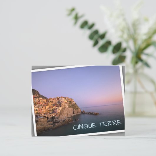 Zonnetijd over het dorp Manarola in Cinque Terre Briefkaart (Staand voorkant)