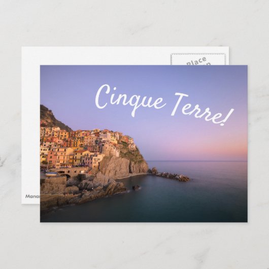 Zonnetijd over het dorp Manarola in Cinque Terre Briefkaart (Voorkant / Achterkant)