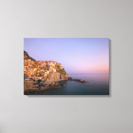 Zonnetijd over het dorp Manarola in Cinque Terre Canvas Afdruk