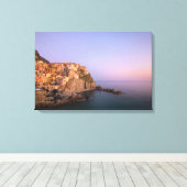 Zonnetijd over het dorp Manarola in Cinque Terre Canvas Afdruk (Insitu (Houten vloer))