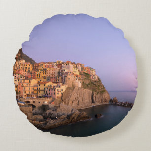 Zonnetijd over het dorp Manarola in Cinque Terre Rond Kussen