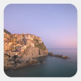 Zonnetijd over het dorp Manarola in Cinque Terre Vierkante Sticker