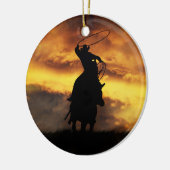 Zonnetijd voor cowboy en paarden keramisch ornament (Links)