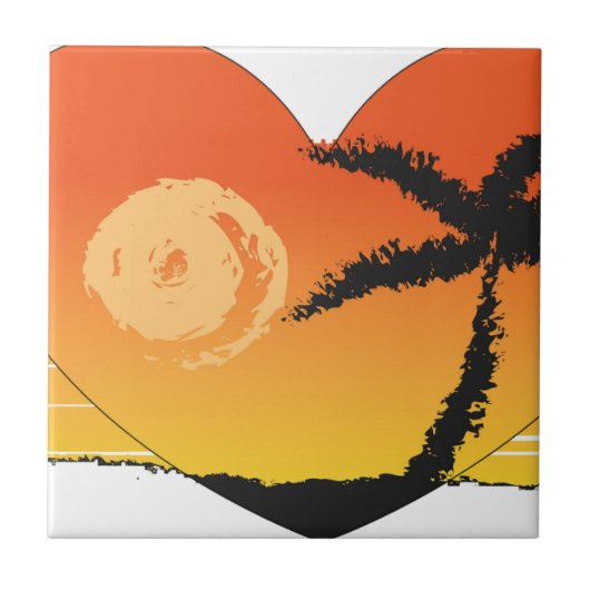 Zonnetropische oranje kunst tegeltje (Voorkant)