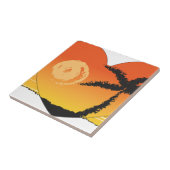 Zonnetropische oranje kunst tegeltje (Zijkant)