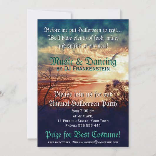 Zonneuitnodigingen van het land van de Halloween M Kaart (Achterkant)