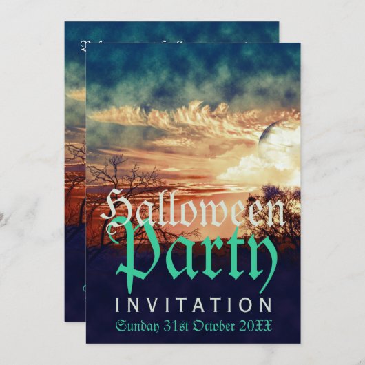 Zonneuitnodigingen van het land van de Halloween M Kaart (Voorkant / Achterkant)