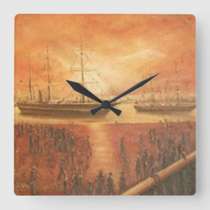 Zonneuur in het verleden vierkante klok