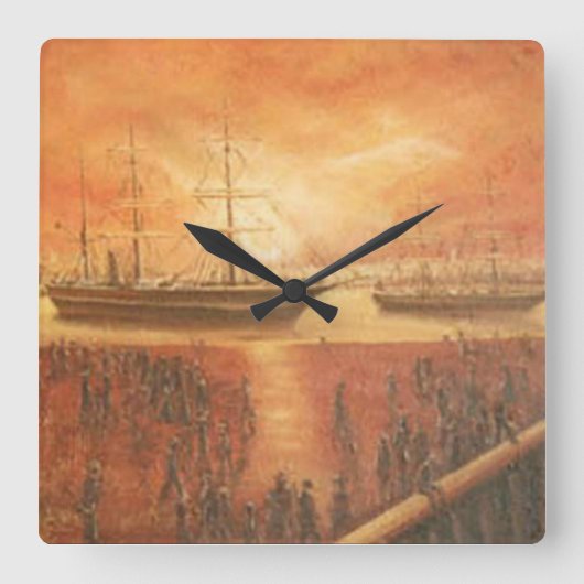 Zonneuur in het verleden vierkante klok (Voorkant)