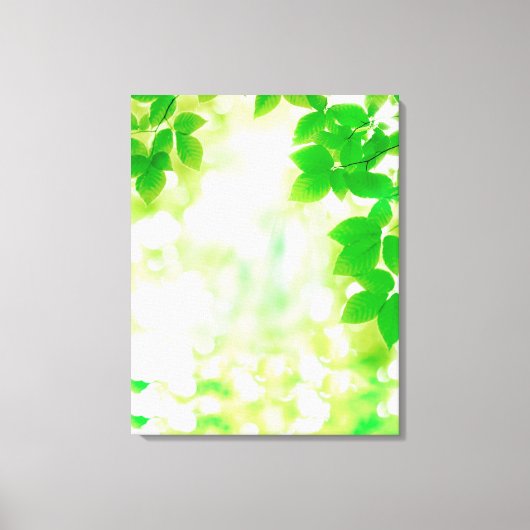 Zonneuwen door bladeren, close-up canvas afdruk (Voorkant)