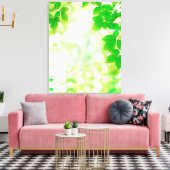 Zonneuwen door bladeren, close-up canvas afdruk (Insitu (Woonkamer))