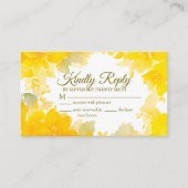 Zonneuwen en bloemen: Gele Waterverf Floral RSVP Informatiekaartje (Voorkant)