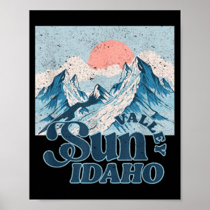 Zonnevallei idaho vintage sneeuwberg skiën poster