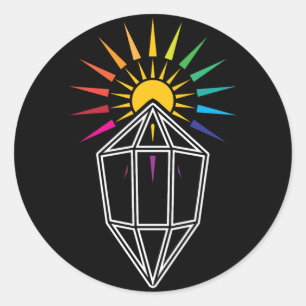 zonnevangende prisma geometrische kristal ronde sticker