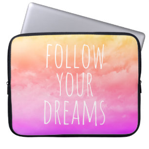 Zonnevaste roze Volg je droombeeld met laptophoes Laptop Sleeve