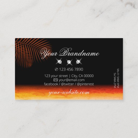 Zonnevaste Waterverven Palm Leaves Diamonds Stijlv Visitekaartje (Achterkant)