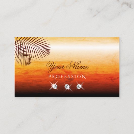 Zonnevaste Waterverven Palm Leaves Diamonds Stijlv Visitekaartje (Voorkant)