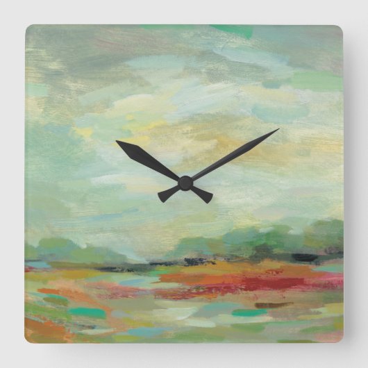 Zonneveld Abstracte afdrukken | Silvia Vassileva Vierkante Klok (Voorkant)