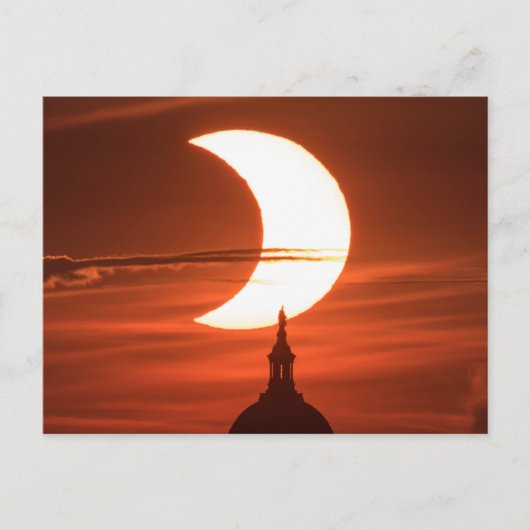 Zonneverduistering 2021 Briefkaart met onderdruk (Voorkant)
