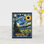 Zonneverduistering 2024 Austin Texas Van Gogh Ster Kaart (Gele Bloem)