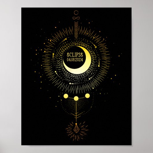 Zonneverduistering 2024 Boho Sun Moon Path Totaal  Poster (Voorkant)