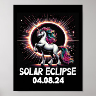 Zonneverduistering 2024 Eenhoorn Dragen Zonneverdu Poster