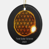 Zonneverduistering 2024 Gouden Sprankelende Bloem  Keramisch Ornament (Links)