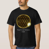 Zonneverduistering 2024 Gouden Sprankelende Bloem  T-shirt (Voorkant)