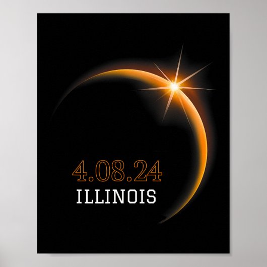 Zonneverduistering 2024 Illinois Totality Spring 4 Poster (Voorkant)