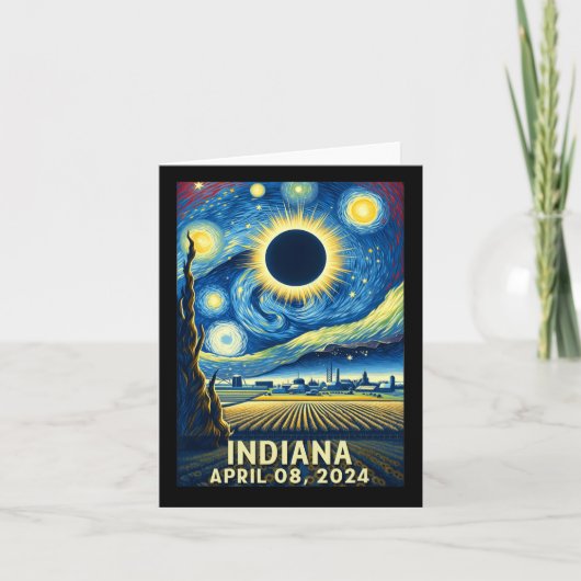 Zonneverduistering 2024 Indiana Sterrennacht Kaart (Voorkant)