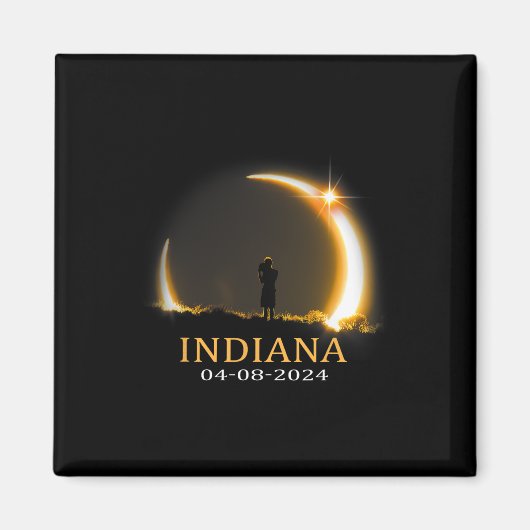 Zonneverduistering 2024 Indiana Totaal Zonneverdui Magneet (Voorkant)