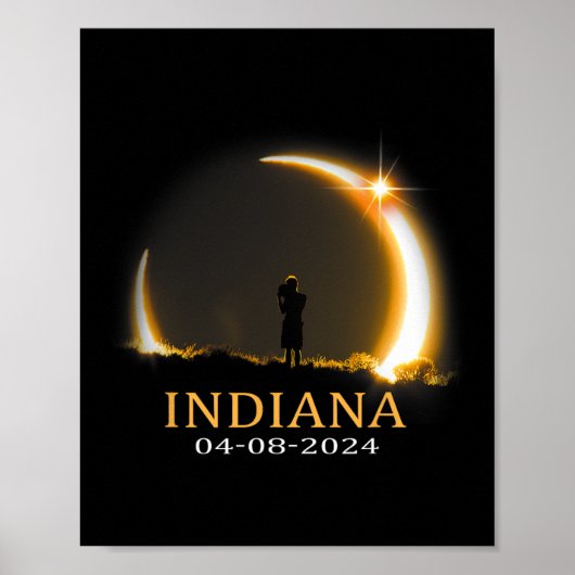 Zonneverduistering 2024 Indiana Totaal Zonneverdui Poster (Voorkant)