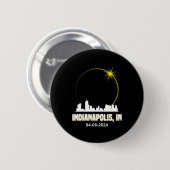 Zonneverduistering 2024 Indianapolis Skyline India Ronde Button 5,7 Cm (Voorkant /achterkant)